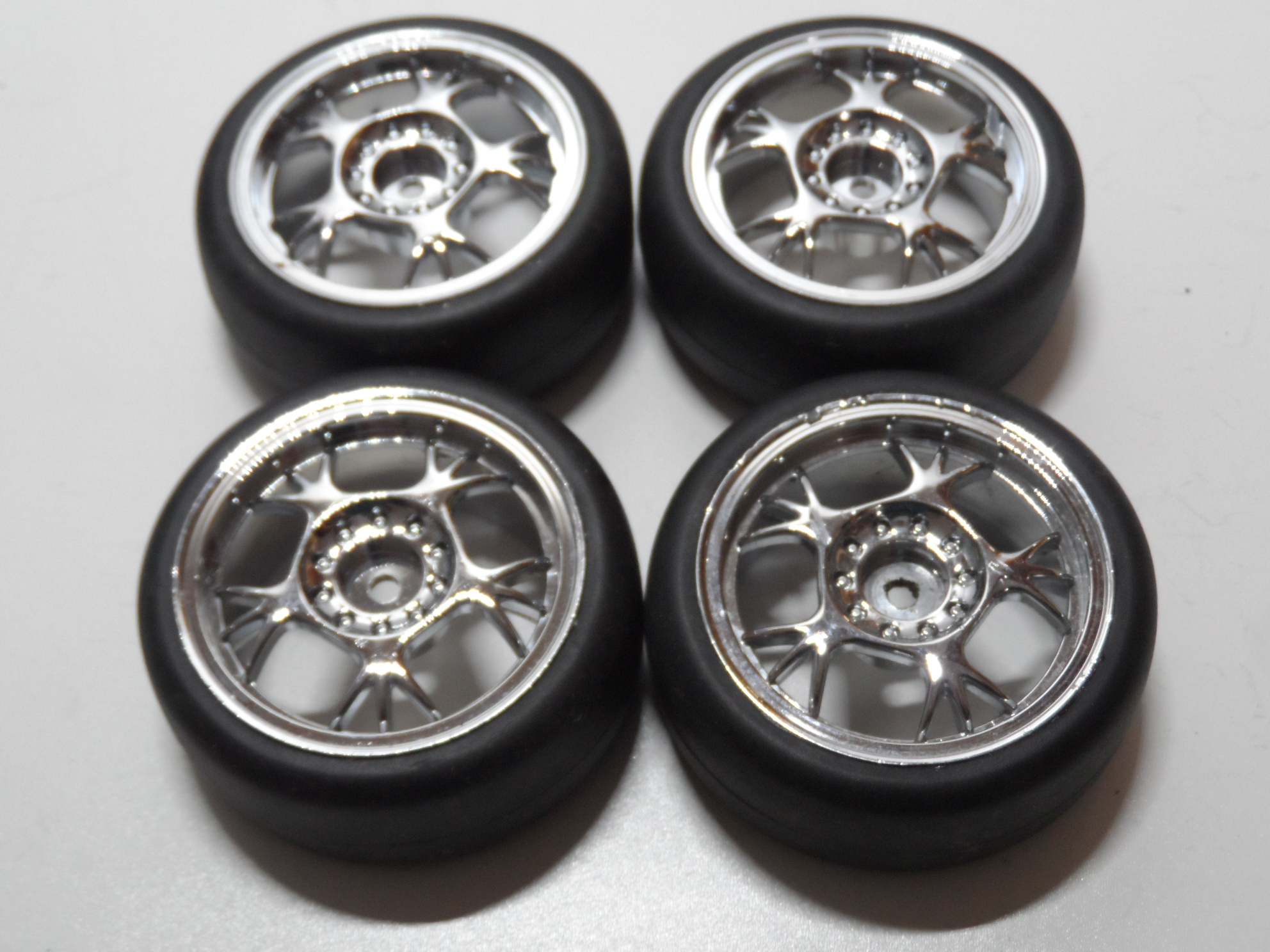 Tamiya FF03 Parts : Lightly Used Wheels/Tyres 24mm 12mm Hex Zero Offset ...